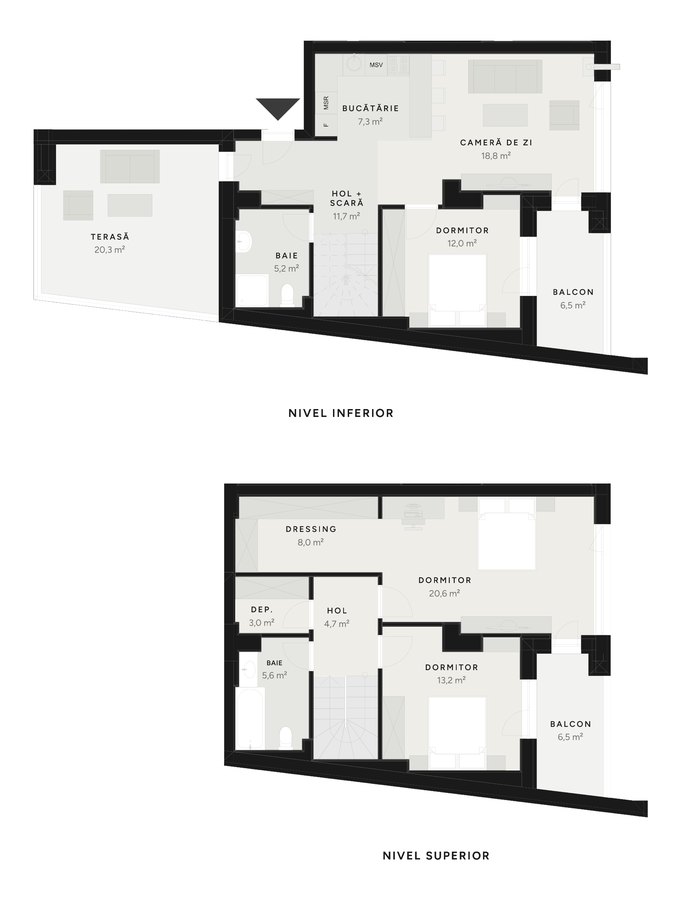 Plan duplex 4 camere TIP 21B – 143,7 m² utili – Avrig Park Residence, Faza 2