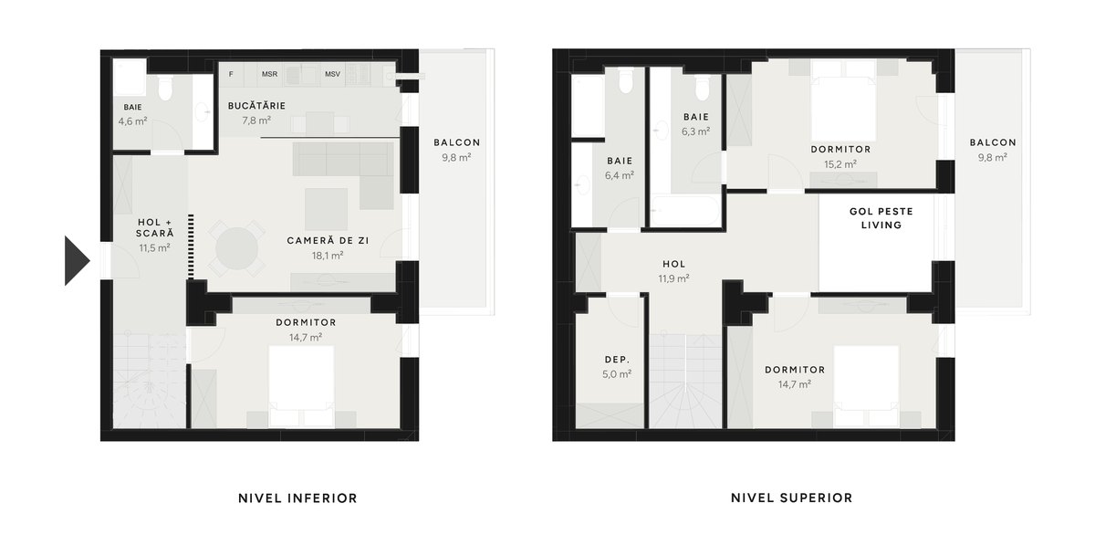 Plan duplex 4 camere TIP 22B – 136,1 m² utili – Avrig Park Residence, Faza 2